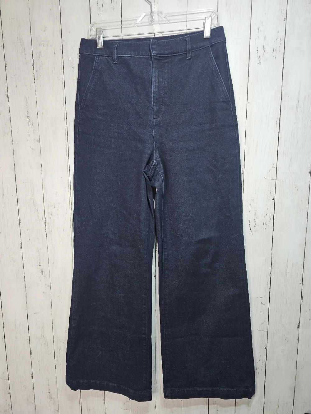 Ann Taylor Women's The Trouser Denim Wide Leg High Rise Jeans Size 8 Dark Wash. - Picture 2 of 8
